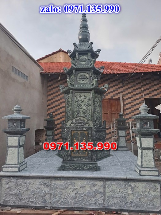 mộ tháp đá, bảo tháp đá, mộ tháp đá lục giác, mộ tháp đá để thờ tro cốt, giá bán mộ tháp bằng đá, thiết kế kích thước xây mộ tháp, 