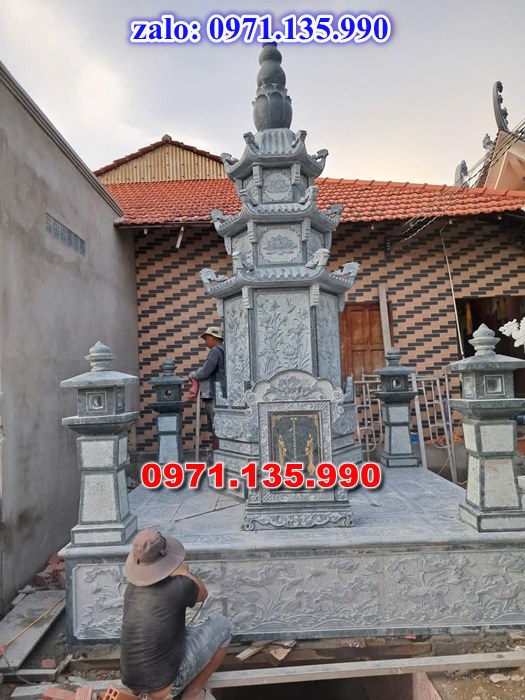 mộ tháp đá, bảo tháp đá, mộ tháp đá lục giác, mộ tháp đá để thờ tro cốt, giá bán mộ tháp bằng đá, thiết kế kích thước xây mộ tháp, 