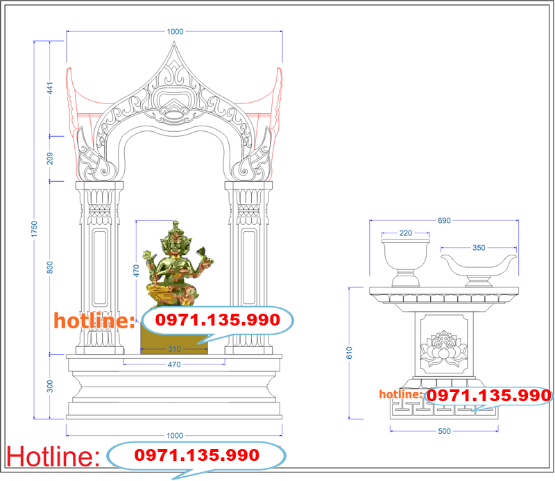 Cấu Tạo Của Bàn Thờ Phật Tứ Diện