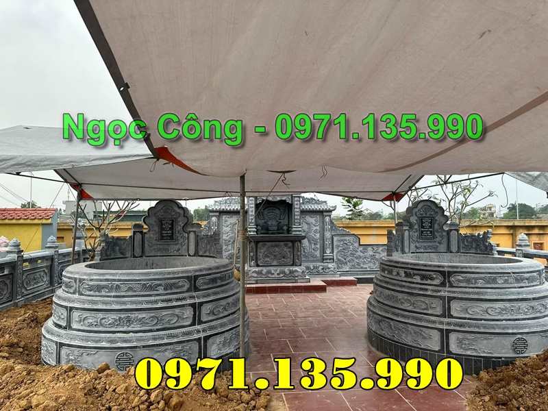 61- Mẫu Mộ Tròn Bằng Đá Đẹp Bán Bắc Giang - Xây Mộ Tổ
