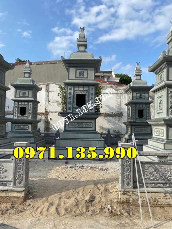 Kích thước tháp đá cỡ trung (2–4 hũ tro cốt) mộ tháp đá Phật giáo
