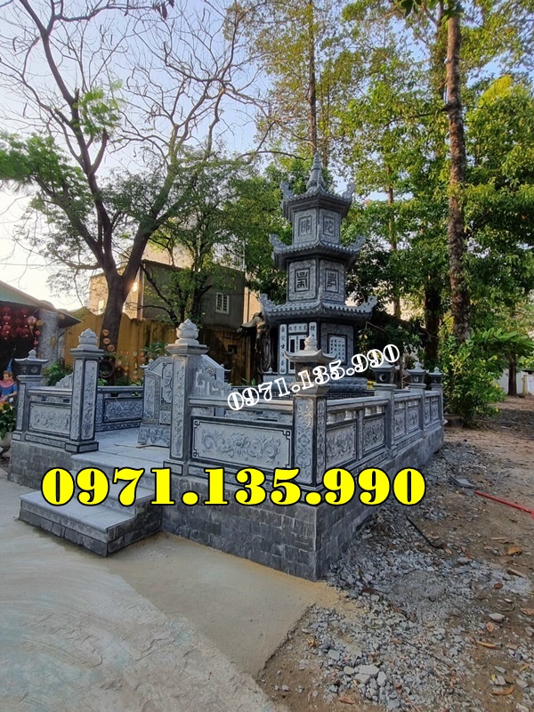 Kích thước mộ tháp đá đơn (thờ 1 hũ tro cốt) mộ tháp đá Phật giáo