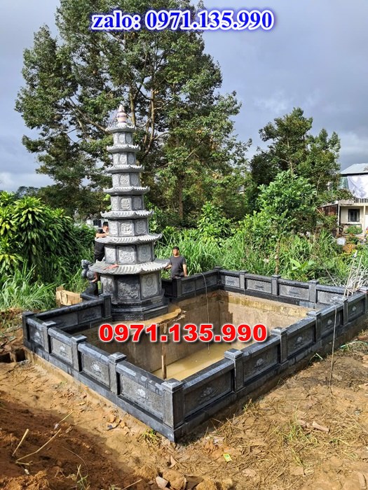 mộ tháp đá, bảo tháp đá, mộ tháp đá lục giác, mộ tháp đá để thờ tro cốt, giá bán mộ tháp bằng đá, thiết kế kích thước xây mộ tháp,