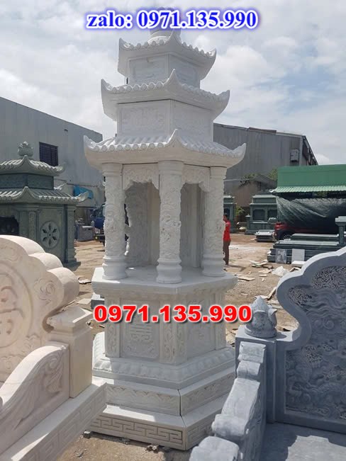 mộ tháp đá, bảo tháp đá, mộ tháp đá lục giác, mộ tháp đá để thờ tro cốt, giá bán mộ tháp bằng đá, thiết kế kích thước xây mộ tháp,
