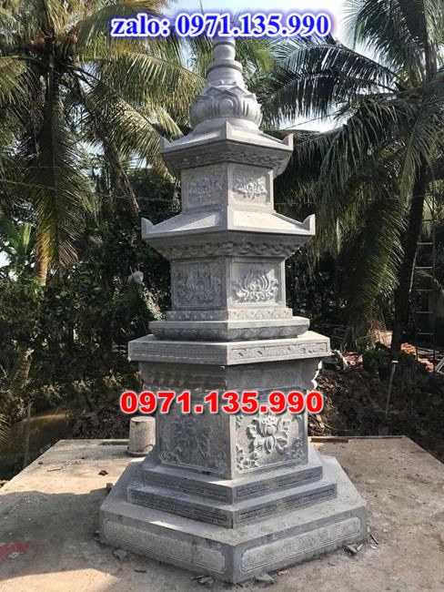 mộ tháp đá, bảo tháp đá, mộ tháp đá lục giác, mộ tháp đá để thờ tro cốt, giá bán mộ tháp bằng đá, thiết kế kích thước xây mộ tháp,