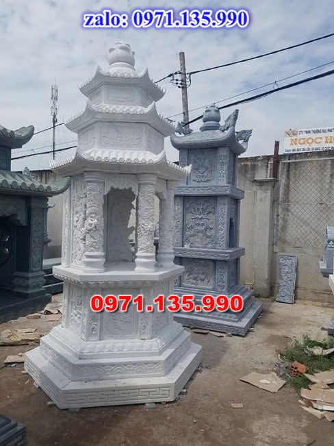 mộ tháp đá, bảo tháp đá, mộ tháp đá lục giác, mộ tháp đá để thờ tro cốt, giá bán mộ tháp bằng đá, thiết kế kích thước xây mộ tháp,