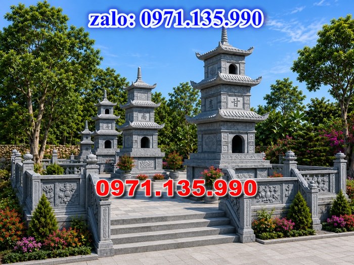 mộ tháp đá, bảo tháp đá, mộ tháp đá lục giác, mộ tháp đá để thờ tro cốt, giá bán mộ tháp bằng đá, thiết kế kích thước xây mộ tháp,