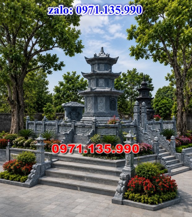 mộ tháp đá, bảo tháp đá, mộ tháp đá lục giác, mộ tháp đá để thờ tro cốt, giá bán mộ tháp bằng đá, thiết kế kích thước xây mộ tháp,