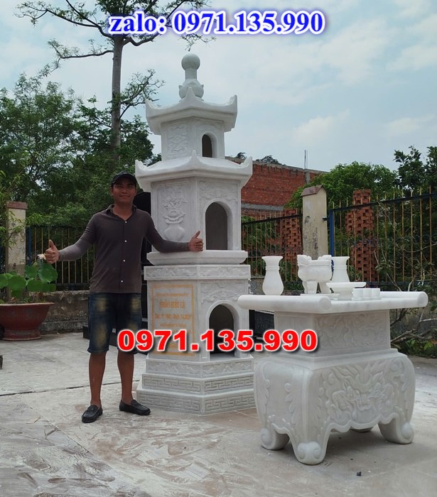 mộ tháp đá, bảo tháp đá, mộ tháp đá lục giác, mộ tháp đá để thờ tro cốt, giá bán mộ tháp bằng đá, thiết kế kích thước xây mộ tháp,