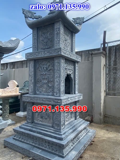 mộ tháp đá, bảo tháp đá, mộ tháp đá lục giác, mộ tháp đá để thờ tro cốt, giá bán mộ tháp bằng đá, thiết kế kích thước xây mộ tháp,