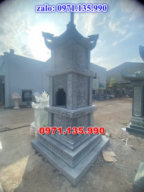 mộ tháp đá, bảo tháp đá, mộ tháp đá lục giác, mộ tháp đá để thờ tro cốt, giá bán mộ tháp bằng đá, thiết kế kích thước xây mộ tháp,