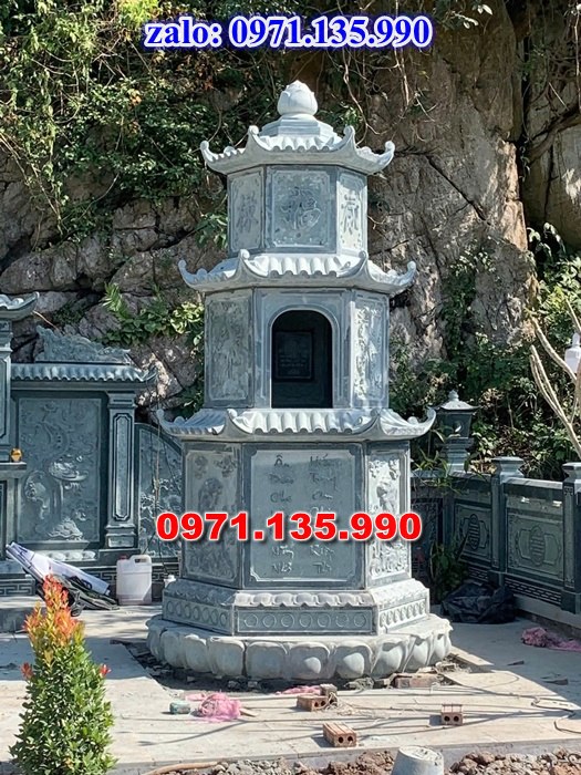 mộ tháp đá, bảo tháp đá, mộ tháp đá lục giác, mộ tháp đá để thờ tro cốt, giá bán mộ tháp bằng đá, thiết kế kích thước xây mộ tháp,