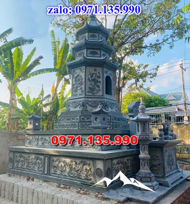mộ tháp đá, bảo tháp đá, mộ tháp đá lục giác, mộ tháp đá để thờ tro cốt, giá bán mộ tháp bằng đá, thiết kế kích thước xây mộ tháp,