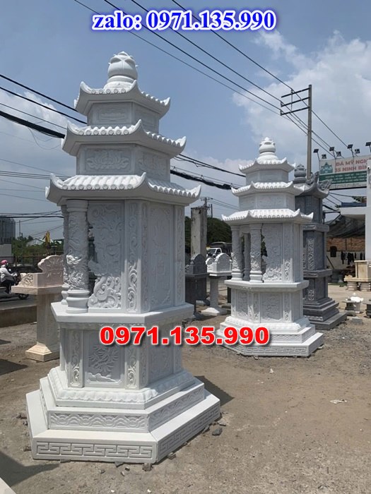 mộ tháp đá, bảo tháp đá, mộ tháp đá lục giác, mộ tháp đá để thờ tro cốt, giá bán mộ tháp bằng đá, thiết kế kích thước xây mộ tháp,