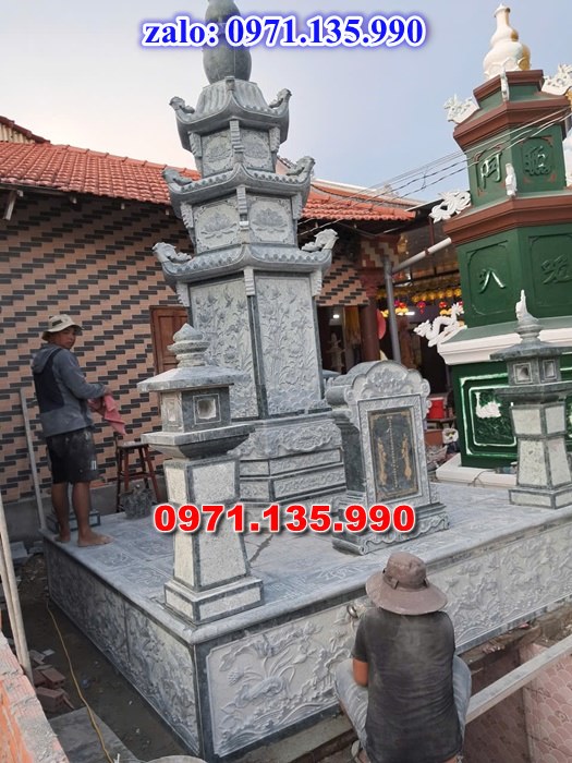 mộ tháp đá, bảo tháp đá, mộ tháp đá lục giác, mộ tháp đá để thờ tro cốt, giá bán mộ tháp bằng đá, thiết kế kích thước xây mộ tháp, 