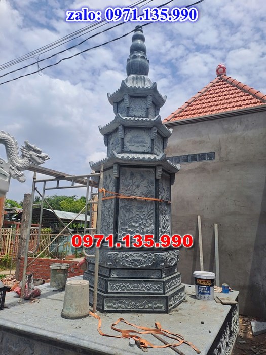 mộ tháp đá, bảo tháp đá, mộ tháp đá lục giác, mộ tháp đá để thờ tro cốt, giá bán mộ tháp bằng đá, thiết kế kích thước xây mộ tháp, 