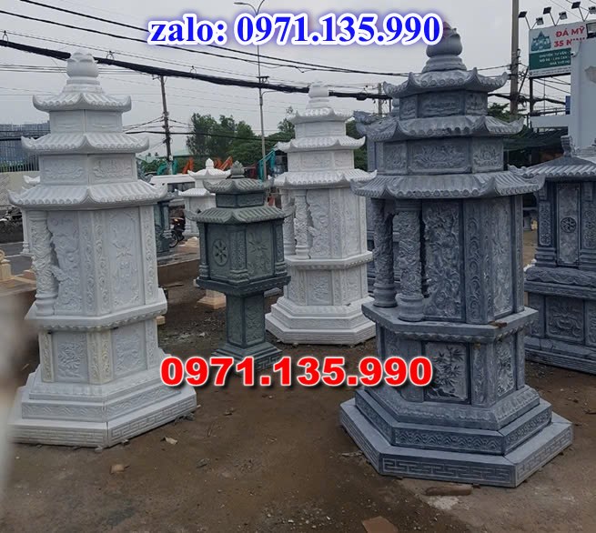 mộ tháp đá, bảo tháp đá, mộ tháp đá lục giác, mộ tháp đá để thờ tro cốt, giá bán mộ tháp bằng đá, thiết kế kích thước xây mộ tháp, 