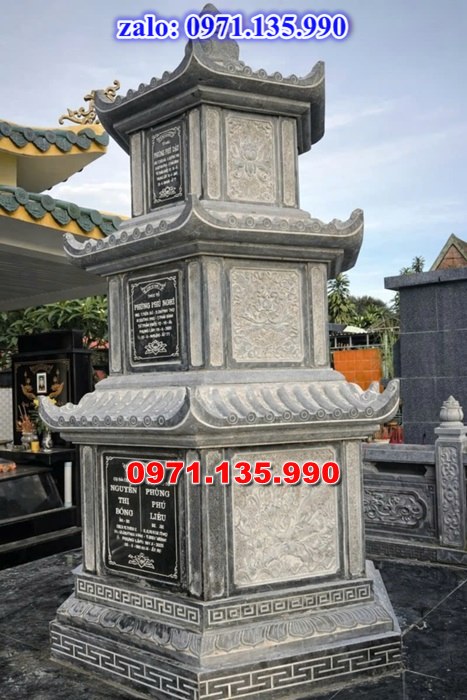 mộ tháp đá, bảo tháp đá, mộ tháp đá lục giác, mộ tháp đá để thờ tro cốt, giá bán mộ tháp bằng đá, thiết kế kích thước xây mộ tháp, 