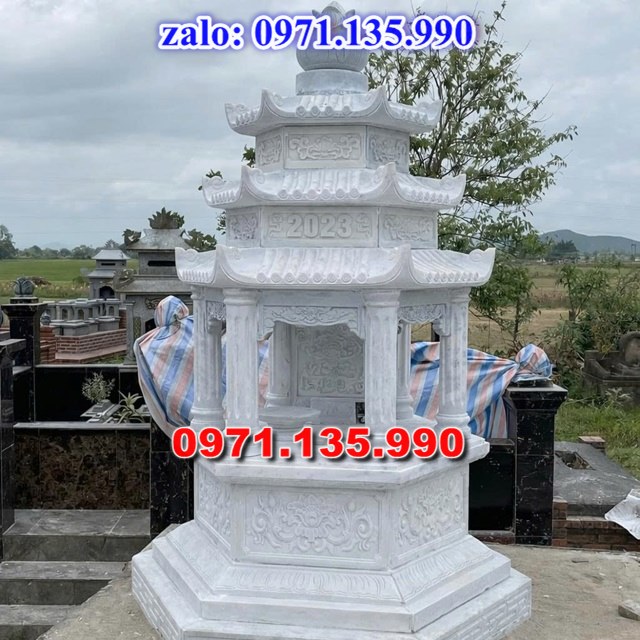 mộ tháp đá, bảo tháp đá, mộ tháp đá lục giác, mộ tháp đá để thờ tro cốt, giá bán mộ tháp bằng đá, thiết kế kích thước xây mộ tháp, 