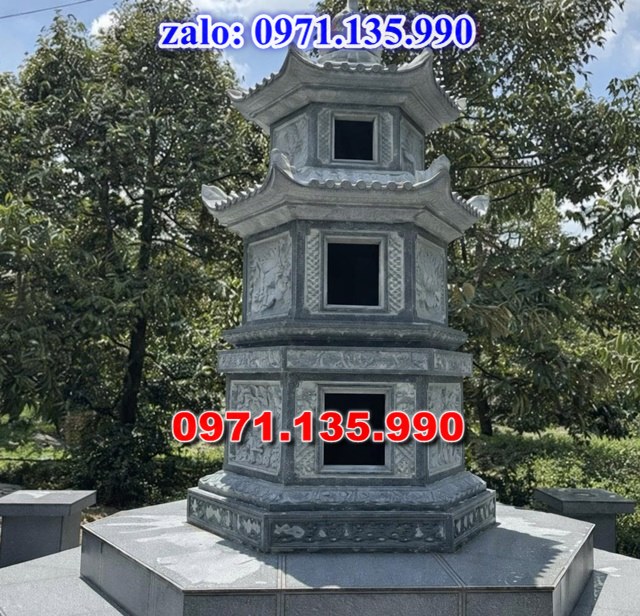 mộ tháp đá, bảo tháp đá, mộ tháp đá lục giác, mộ tháp đá để thờ tro cốt, giá bán mộ tháp bằng đá, thiết kế kích thước xây mộ tháp, 