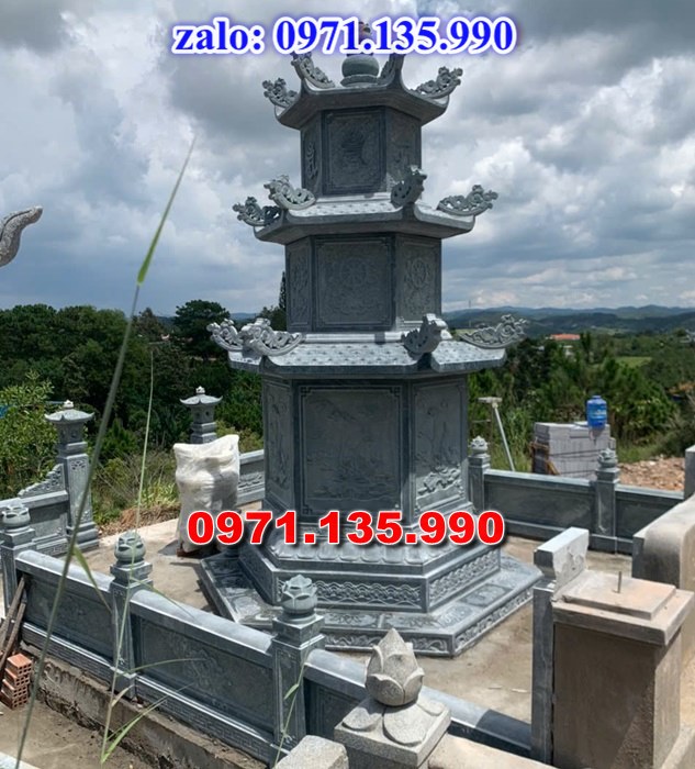 mộ tháp đá, bảo tháp đá, mộ tháp đá lục giác, mộ tháp đá để thờ tro cốt, giá bán mộ tháp bằng đá, thiết kế kích thước xây mộ tháp,