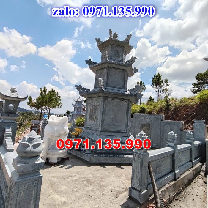 mộ tháp đá, bảo tháp đá, mộ tháp đá lục giác, mộ tháp đá để thờ tro cốt, giá bán mộ tháp bằng đá, thiết kế kích thước xây mộ tháp, 