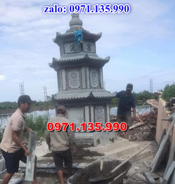 mộ tháp đá, bảo tháp đá, mộ tháp đá lục giác, mộ tháp đá để thờ tro cốt, giá bán mộ tháp bằng đá, thiết kế kích thước xây mộ tháp, 