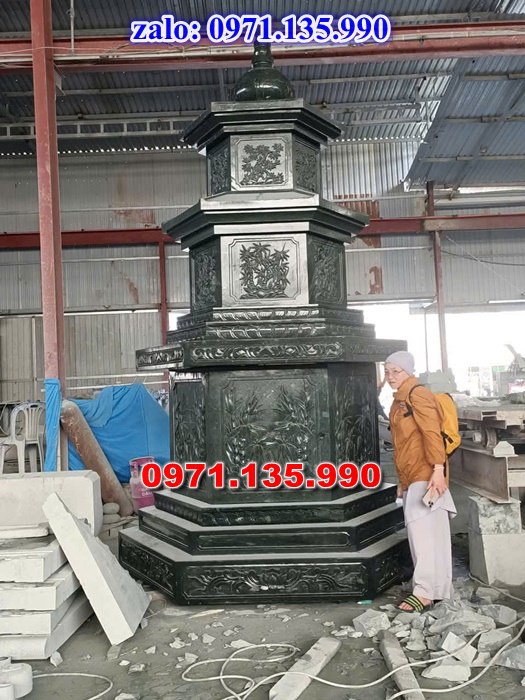 mộ tháp đá, bảo tháp đá, mộ tháp đá lục giác, mộ tháp đá để thờ tro cốt, giá bán mộ tháp bằng đá, thiết kế kích thước xây mộ tháp,