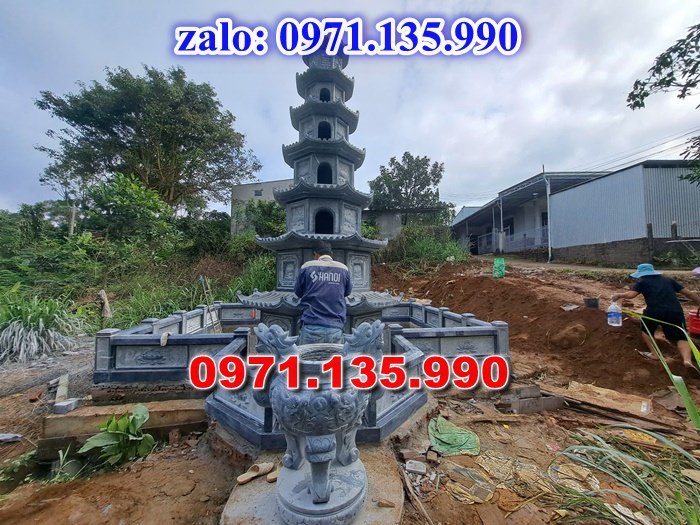 mộ tháp đá, bảo tháp đá, mộ tháp đá lục giác, mộ tháp đá để thờ tro cốt, giá bán mộ tháp bằng đá, thiết kế kích thước xây mộ tháp, 