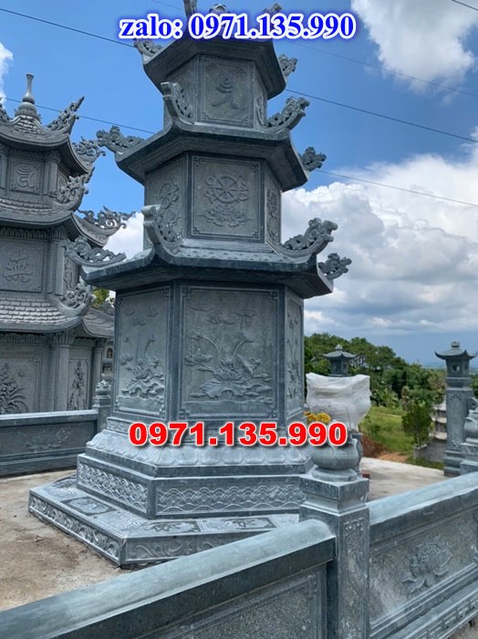 mộ tháp đá, bảo tháp đá, mộ tháp đá lục giác, mộ tháp đá để thờ tro cốt, giá bán mộ tháp bằng đá, thiết kế kích thước xây mộ tháp,