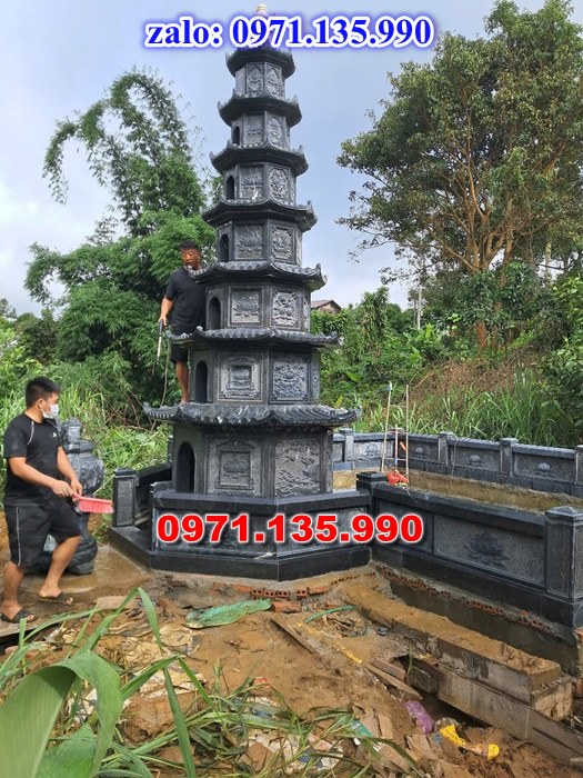 mộ tháp đá, bảo tháp đá, mộ tháp đá lục giác, mộ tháp đá để thờ tro cốt, giá bán mộ tháp bằng đá, thiết kế kích thước xây mộ tháp, 