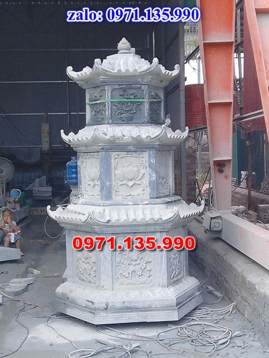 mộ tháp đá, bảo tháp đá, mộ tháp đá lục giác, mộ tháp đá để thờ tro cốt, giá bán mộ tháp bằng đá, thiết kế kích thước xây mộ tháp,