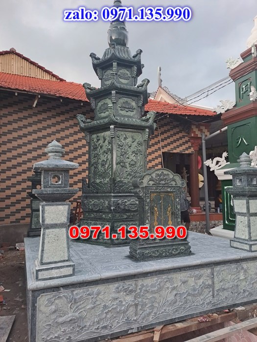 mộ tháp đá, bảo tháp đá, mộ tháp đá lục giác, mộ tháp đá để thờ tro cốt, giá bán mộ tháp bằng đá, thiết kế kích thước xây mộ tháp, 