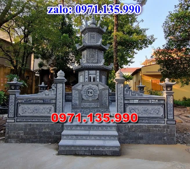 mộ tháp đá, bảo tháp đá, mộ tháp đá lục giác, mộ tháp đá để thờ tro cốt, giá bán mộ tháp bằng đá, thiết kế kích thước xây mộ tháp, 