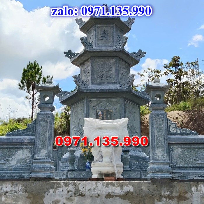mộ tháp đá, bảo tháp đá, mộ tháp đá lục giác, mộ tháp đá để thờ tro cốt, giá bán mộ tháp bằng đá, thiết kế kích thước xây mộ tháp,