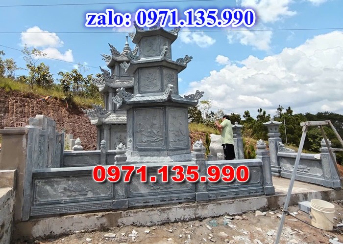mộ tháp đá, bảo tháp đá, mộ tháp đá lục giác, mộ tháp đá để thờ tro cốt, giá bán mộ tháp bằng đá, thiết kế kích thước xây mộ tháp,