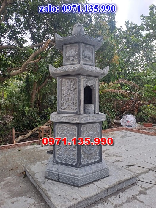 mộ tháp đá, bảo tháp đá, mộ tháp đá lục giác, mộ tháp đá để thờ tro cốt, giá bán mộ tháp bằng đá, thiết kế kích thước xây mộ tháp,