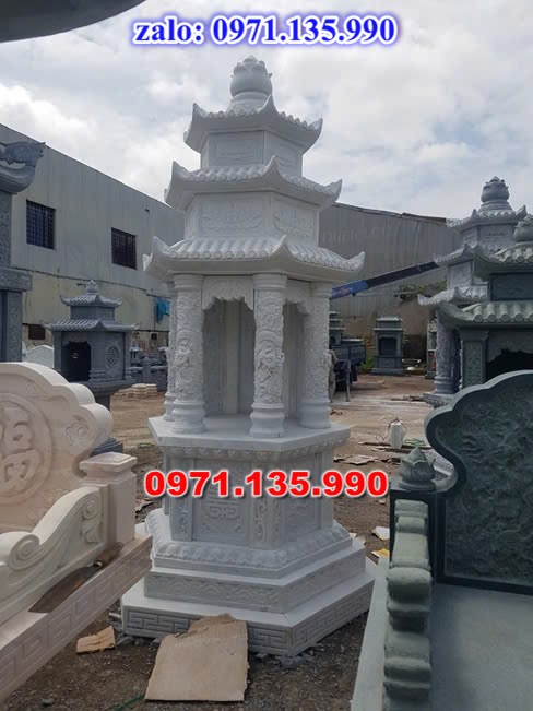 mộ tháp đá, bảo tháp đá, mộ tháp đá lục giác, mộ tháp đá để thờ tro cốt, giá bán mộ tháp bằng đá, thiết kế kích thước xây mộ tháp, 