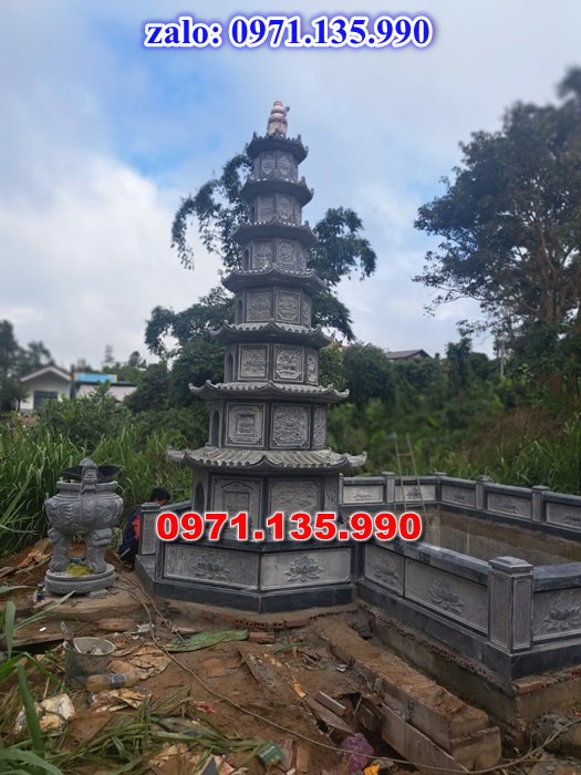 mộ tháp đá, bảo tháp đá, mộ tháp đá lục giác, mộ tháp đá để thờ tro cốt, giá bán mộ tháp bằng đá, thiết kế kích thước xây mộ tháp,