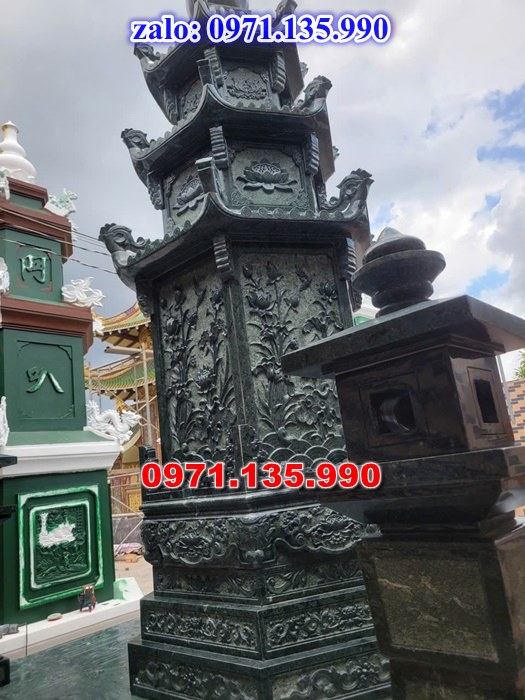 mộ tháp đá, bảo tháp đá, mộ tháp đá lục giác, mộ tháp đá để thờ tro cốt, giá bán mộ tháp bằng đá, thiết kế kích thước xây mộ tháp, 