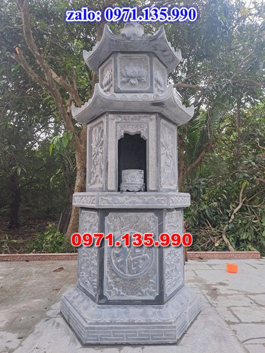 mộ tháp đá, bảo tháp đá, mộ tháp đá lục giác, mộ tháp đá để thờ tro cốt, giá bán mộ tháp bằng đá, thiết kế kích thước xây mộ tháp,