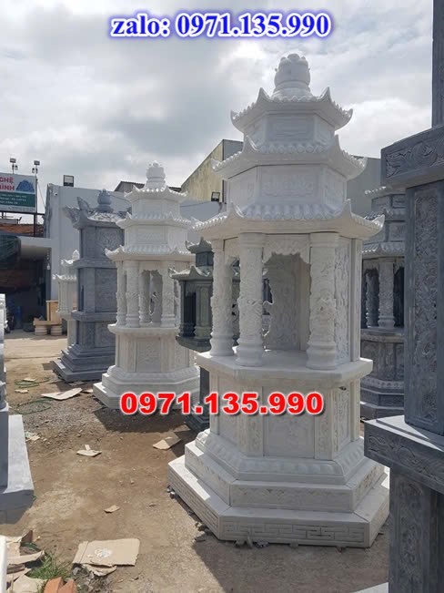 mộ tháp đá, bảo tháp đá, mộ tháp đá lục giác, mộ tháp đá để thờ tro cốt, giá bán mộ tháp bằng đá, thiết kế kích thước xây mộ tháp,