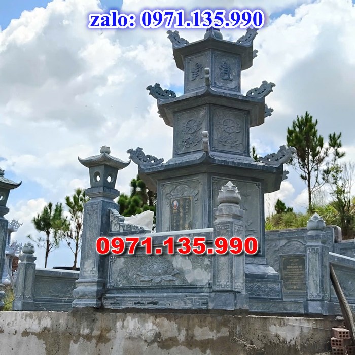mộ tháp đá, bảo tháp đá, mộ tháp đá lục giác, mộ tháp đá để thờ tro cốt, giá bán mộ tháp bằng đá, thiết kế kích thước xây mộ tháp,