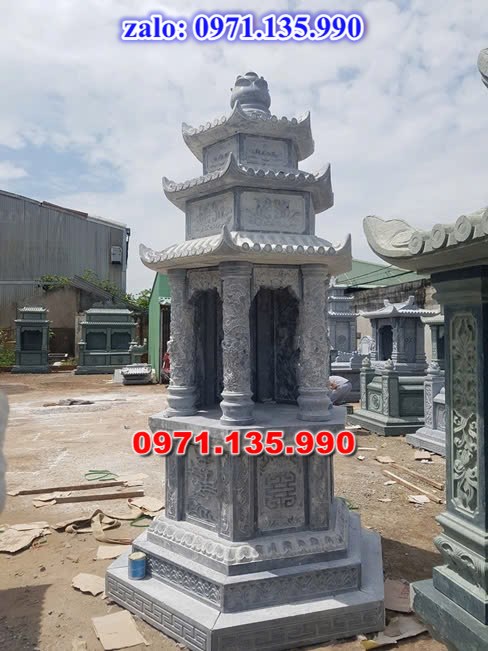 mộ tháp đá, bảo tháp đá, mộ tháp đá lục giác, mộ tháp đá để thờ tro cốt, giá bán mộ tháp bằng đá, thiết kế kích thước xây mộ tháp,