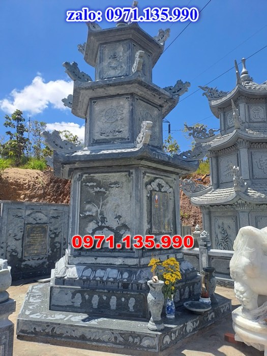 mộ tháp đá, bảo tháp đá, mộ tháp đá lục giác, mộ tháp đá để thờ tro cốt, giá bán mộ tháp bằng đá, thiết kế kích thước xây mộ tháp,