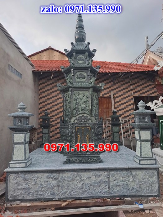 mộ tháp đá, bảo tháp đá, mộ tháp đá lục giác, mộ tháp đá để thờ tro cốt, giá bán mộ tháp bằng đá, thiết kế kích thước xây mộ tháp, 