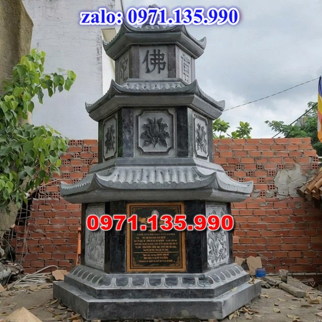 mộ tháp đá, bảo tháp đá, mộ tháp đá lục giác, mộ tháp đá để thờ tro cốt, giá bán mộ tháp bằng đá, thiết kế kích thước xây mộ tháp, 