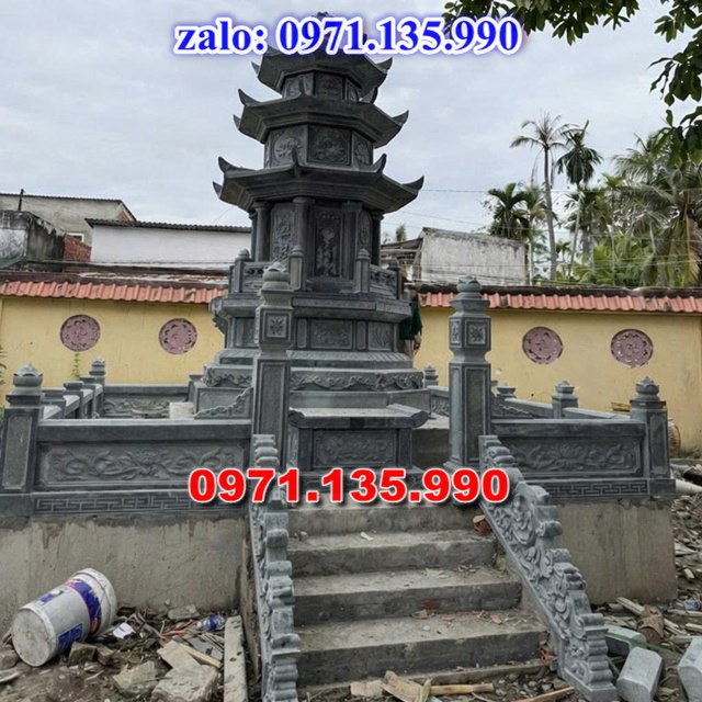 mộ tháp đá, bảo tháp đá, mộ tháp đá lục giác, mộ tháp đá để thờ tro cốt, giá bán mộ tháp bằng đá, thiết kế kích thước xây mộ tháp,