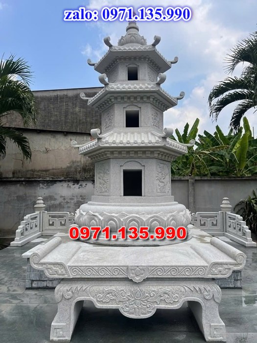 mộ tháp đá, bảo tháp đá, mộ tháp đá lục giác, mộ tháp đá để thờ tro cốt, giá bán mộ tháp bằng đá, thiết kế kích thước xây mộ tháp, 