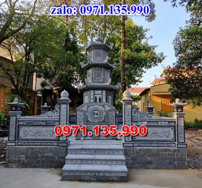 mộ tháp đá, bảo tháp đá, mộ tháp đá lục giác, mộ tháp đá để thờ tro cốt, giá bán mộ tháp bằng đá, thiết kế kích thước xây mộ tháp,
